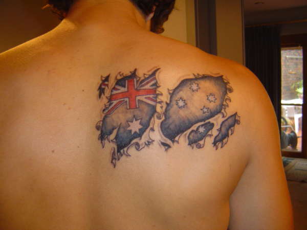 Flag Under Skin Tattoo